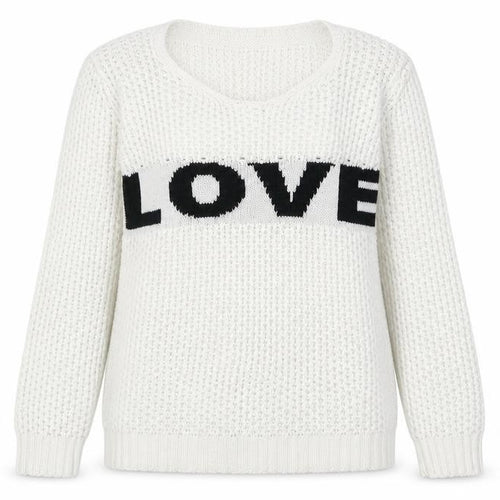 Preworn Womens White Crew Neck  Acrylic Pullover Jumper Size S   - Love