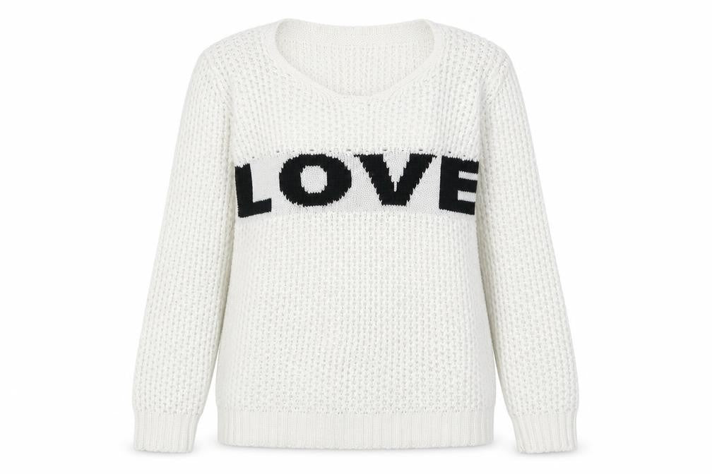 Preworn Womens White Crew Neck  Acrylic Pullover Jumper Size S   - Love