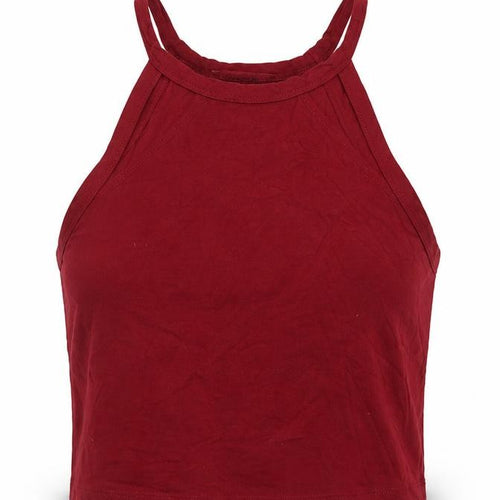 Miss Selfridge Womens Red  Cotton Cropped Tank Size 10 Square Neck