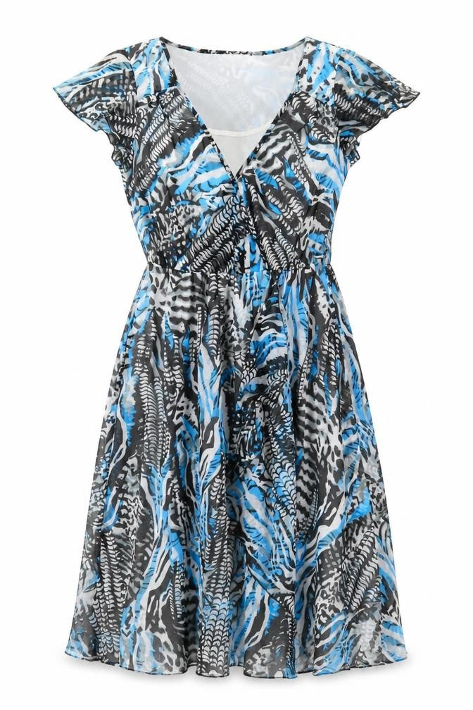 Fosby Design Womens Multicoloured Animal Print Polyester Fit & Flare  Size 10  Scoop Neck Pullover