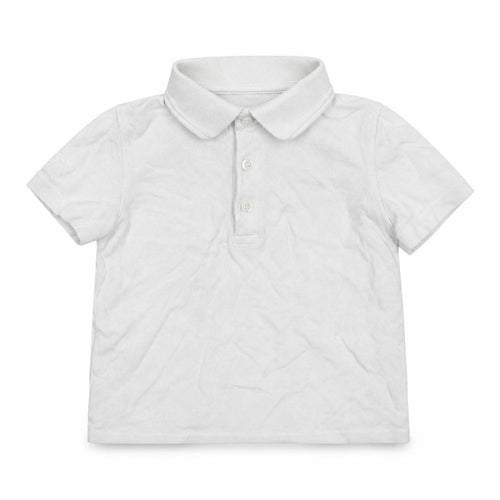 Dunnes Stores Boys White  100% Cotton Pullover Polo Size 3-4 Years Collared Button