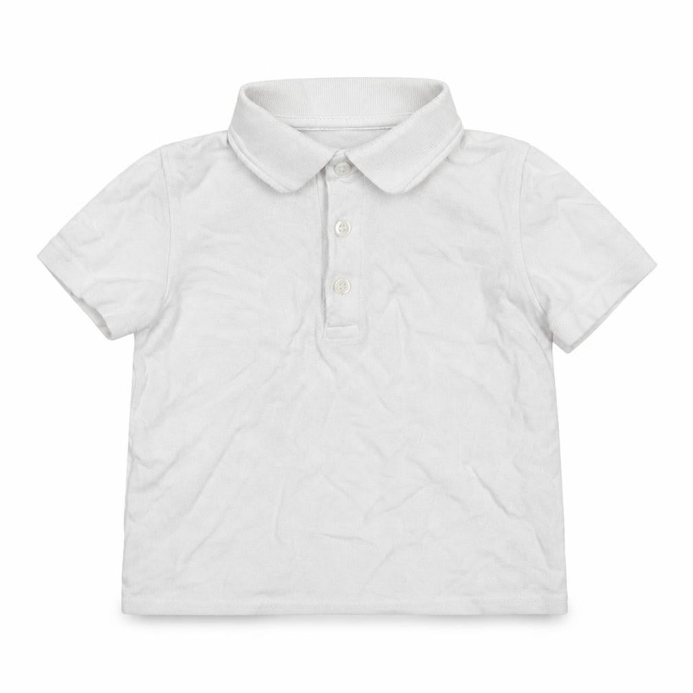 Dunnes Stores Boys White  100% Cotton Pullover Polo Size 3-4 Years Collared Button