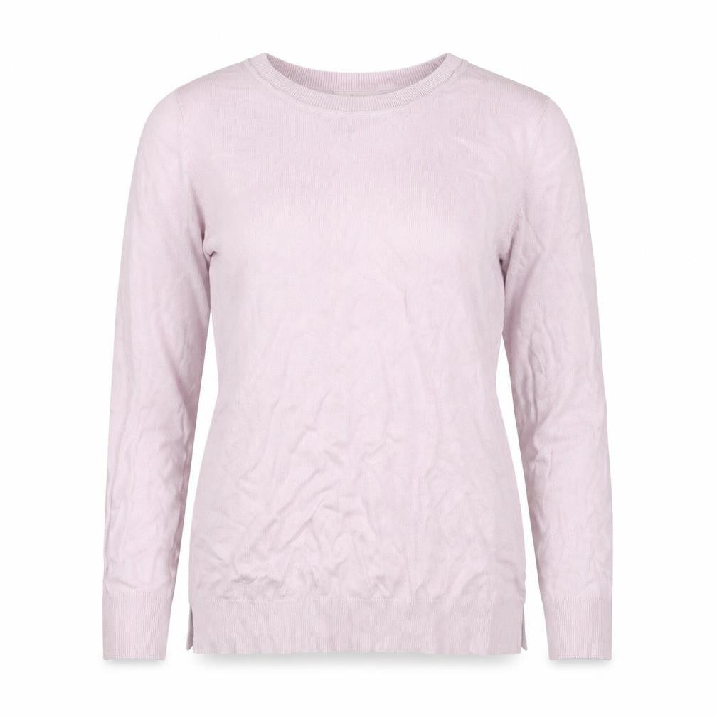 Front view of Peacocks women’s pink round neck viscose jumper, size UK 8