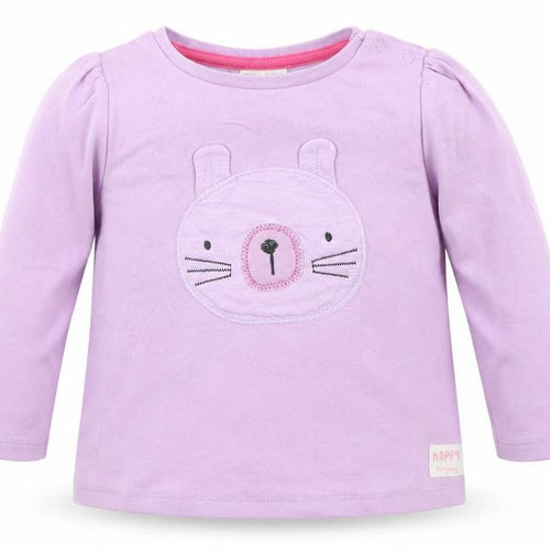 NEXT Girls Purple  Cotton Basic T-Shirt Size 9-12 Months Crew Neck Snap - Cat