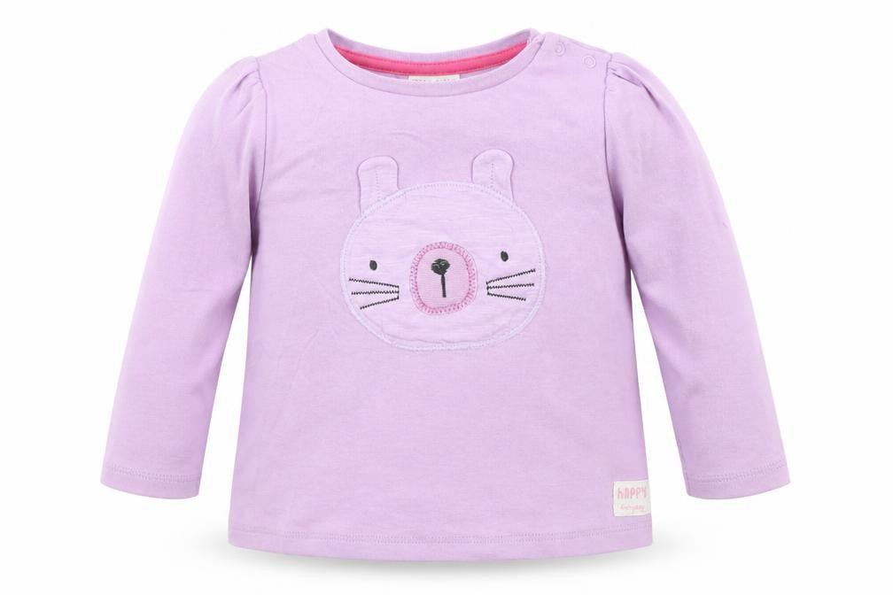 NEXT Girls Purple  Cotton Basic T-Shirt Size 9-12 Months Crew Neck Snap - Cat