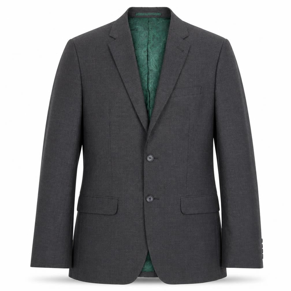 Front view of Next men’s grey polyester jacket blazer, size 38, - tailored fit