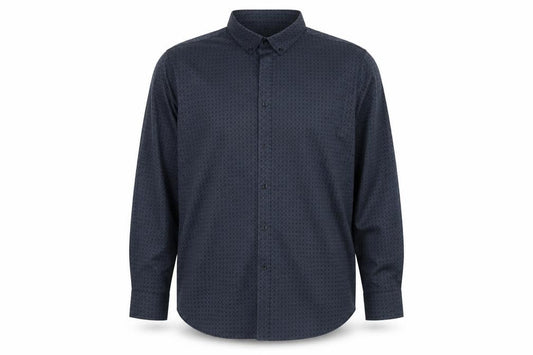 Front view of The Collection Debenhams men’s blue check polyester button-up, size 2XL, collared button - tailored fit