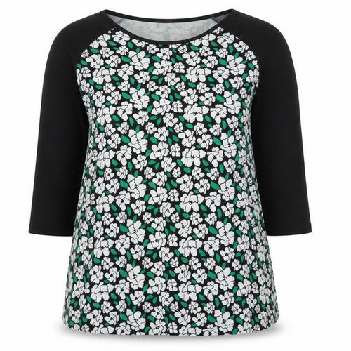 Originals Womens Black Scoop Neck Floral Polyester Pullover Jumper Size 18