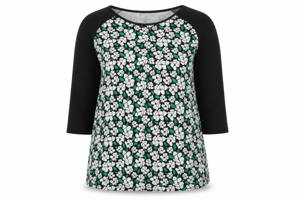 Originals Womens Black Scoop Neck Floral Polyester Pullover Jumper Size 18