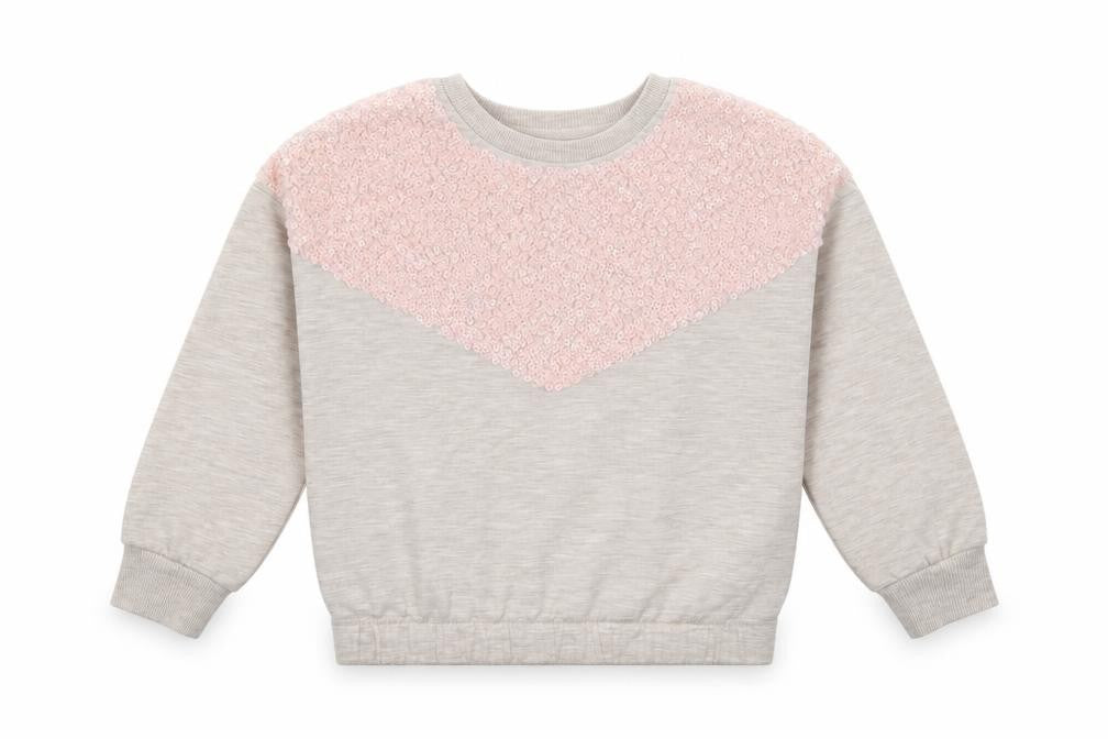 Front view of Tu girls’ grey polyester pullover sweatshirt, size 6, years