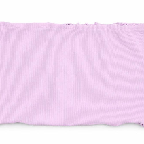 Candy Couture Girls Purple  Cotton Cropped T-Shirt Size 13 Years Off the Shoulder Pullover - Bando, Lettuce Edging
