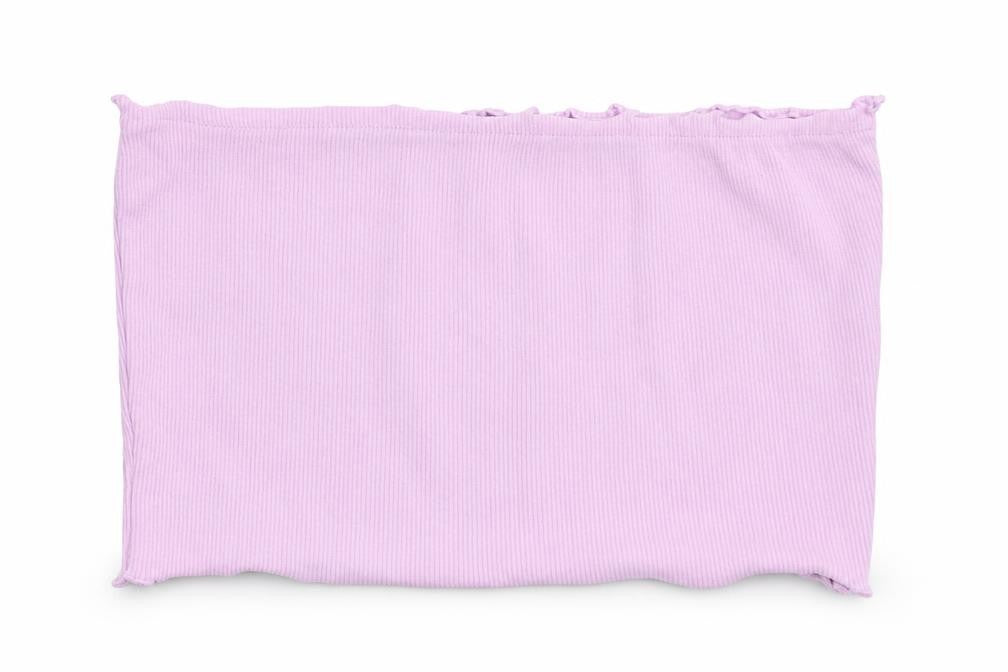 Candy Couture Girls Purple  Cotton Cropped T-Shirt Size 13 Years Off the Shoulder Pullover - Bando, Lettuce Edging
