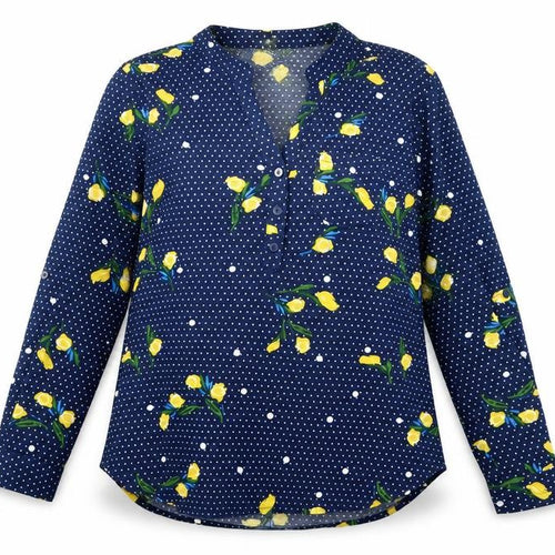 Madison + Monroe Womens Blue Polka Dot Polyester Tunic T-Shirt Size S Henley