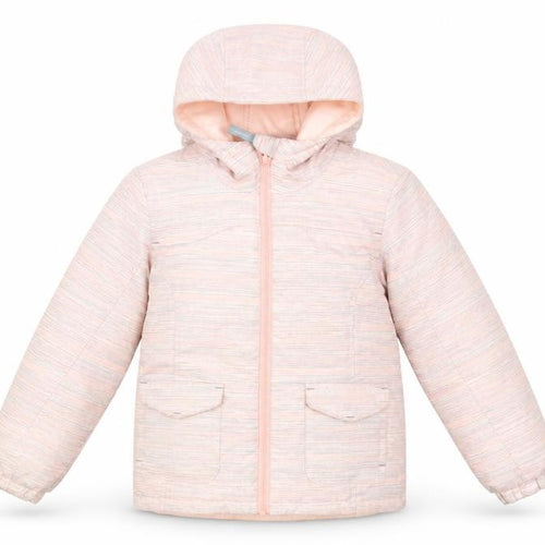 DECATHLON Girls Pink Striped  Puffer Jacket Jacket Size 5 Years  Zip