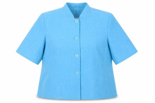 Front view of Isabelle women’s blue jacket blazer, size UK 16, button