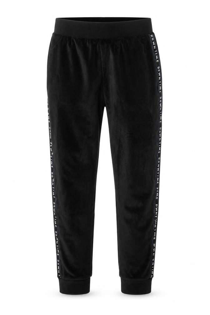 Front view of Next girls’ black polyester jogger trousers, size 9, months regular