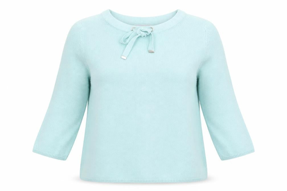 Front view of Collection women’s blue round neck 100% cotton jumper, size UK 12