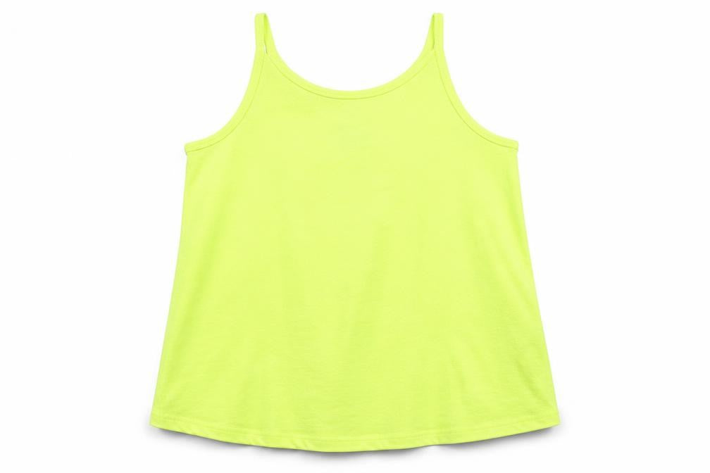 Front view of F&F girls’ green polyester basic tank, size 9-10, years round neck pullover