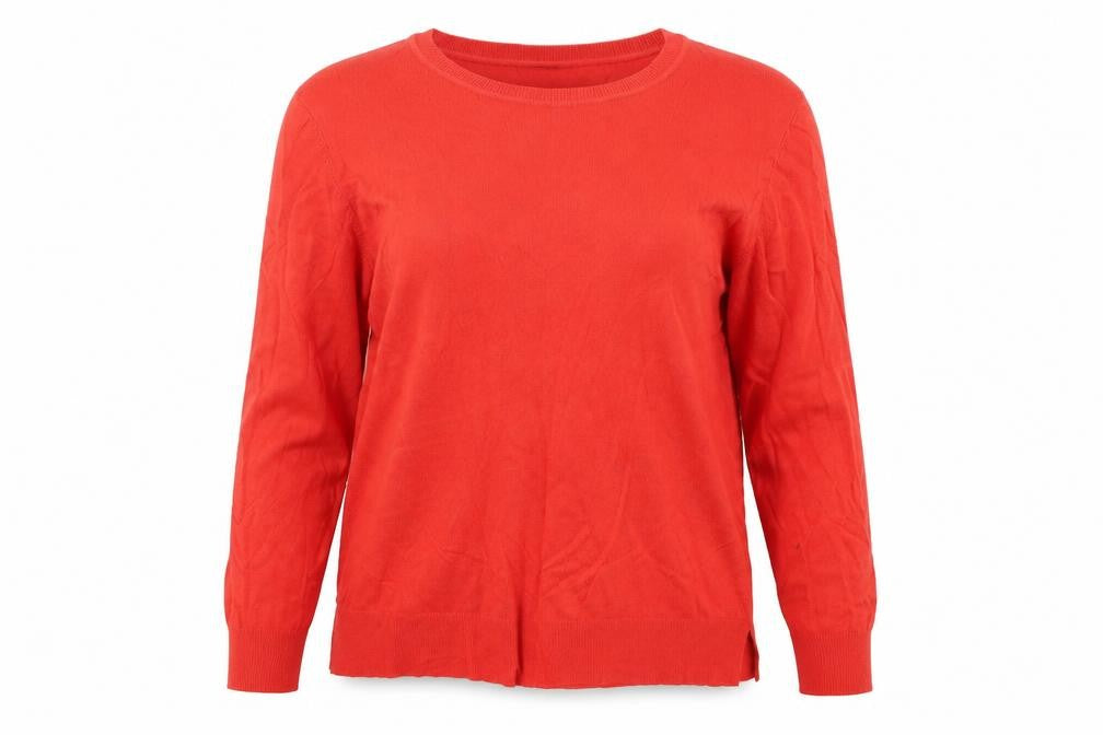 Front view of George women’s red round neck viscose jumper, size UK 12