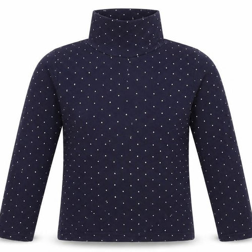Primark Girls Blue High Neck Polka Dot Cotton Pullover Jumper Size 9-10 Years
