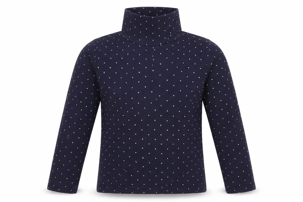 Primark Girls Blue High Neck Polka Dot Cotton Pullover Jumper Size 9-10 Years