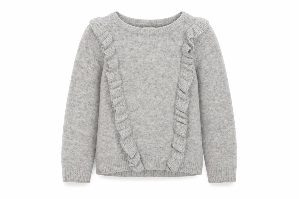 F&F Girls Grey Crew Neck  Acrylic Pullover Jumper Size 5-6 Years