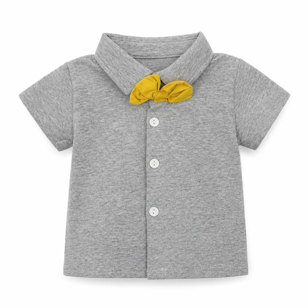 SHEIN Boys Grey  Cotton Basic Button-Up Size 6-9 Months Collared Button