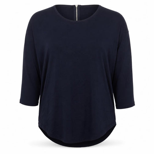 Front view of Select women’s blue viscose basic t-shirt, size UK 12, round neck