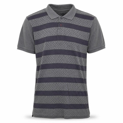 ASOS Mens Grey Striped 100% Cotton  Polo Size L Collared Button