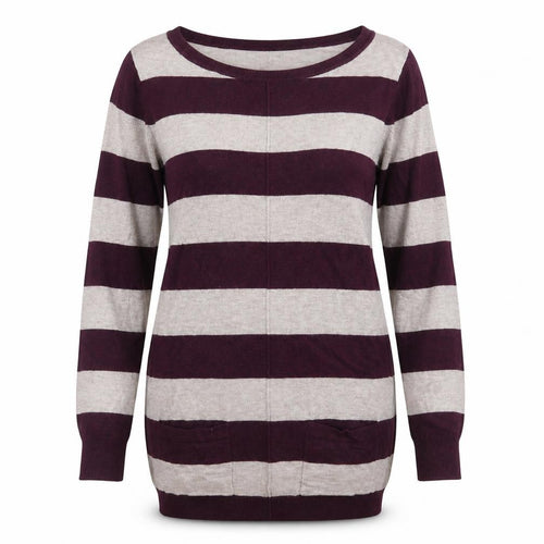 George Womens Purple Boat Neck Striped Viscose Pullover Jumper Size 12