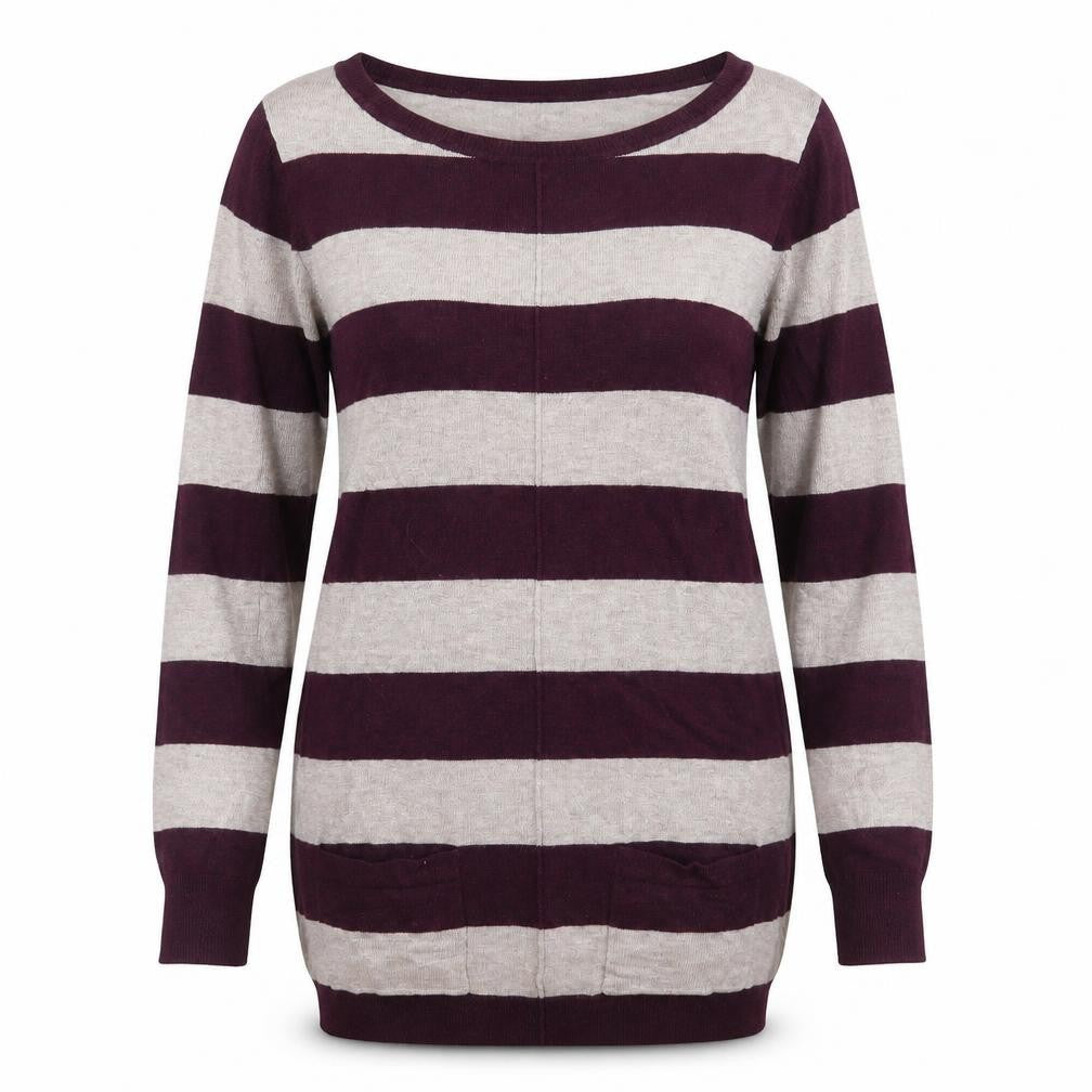 George Womens Purple Boat Neck Striped Viscose Pullover Jumper Size 12
