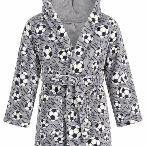 Dunnes Stores Boys Grey Geometric 100% Polyester  Robe Size 3-4 Years   - Football