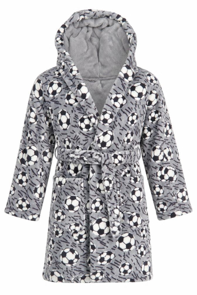 Dunnes Stores Boys Grey Geometric 100% Polyester  Robe Size 3-4 Years   - Football