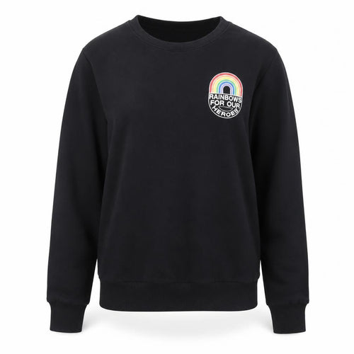 F&F Womens Black  Cotton Pullover Sweatshirt Size S   - Rainbows