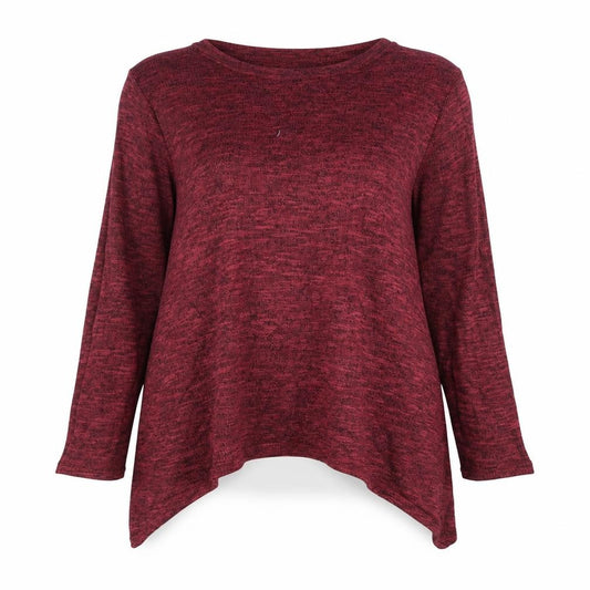 Front view of Papaya women’s red round neck viscose jumper, size UK 12