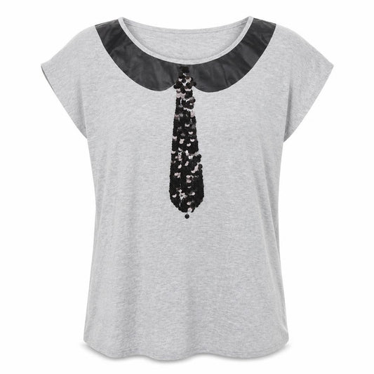 Front view of G:21 women’s grey polyester basic t-shirt, size UK 20, round neck
