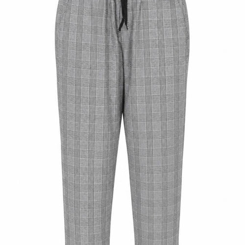 Preworn Womens Black Plaid Polyester Trousers  Size M L28 in Regular