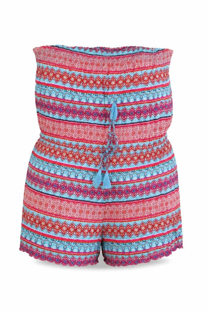 Dunnes Stores Womens Multicoloured Geometric Viscose Playsuit One-Piece Size S L3 in Pullover
