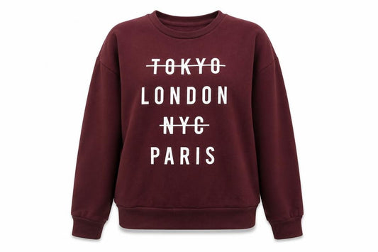 Front view of Atmosphere women’s red polyester pullover sweatshirt, size UK 12, pullover