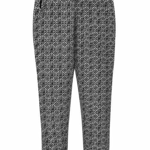 Topshop Womens Black Geometric Viscose Trousers  Size 8 L26 in Regular Zip