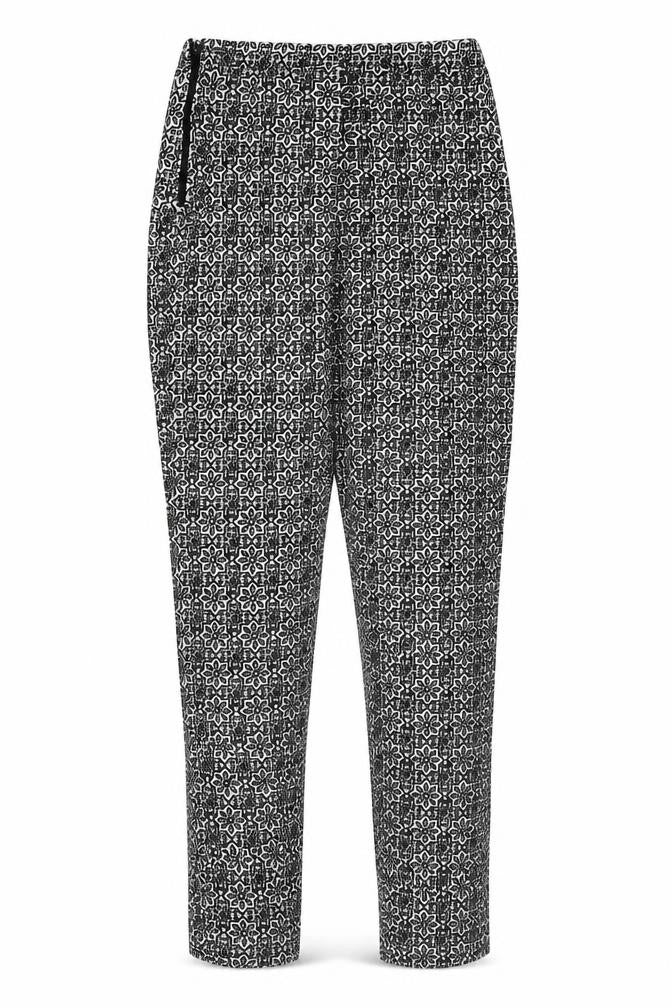 Topshop Womens Black Geometric Viscose Trousers  Size 8 L26 in Regular Zip