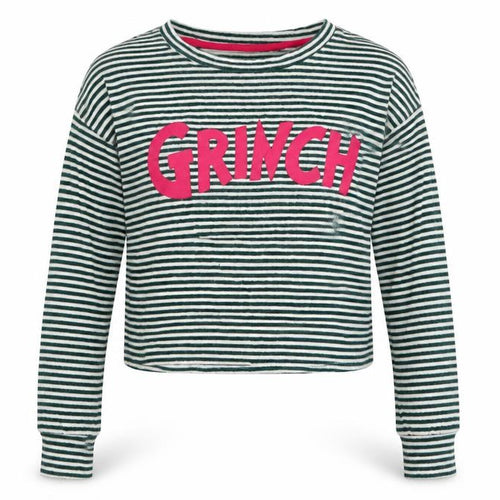 Grinch Womens Green Striped Viscose Top Pyjama Top Size S