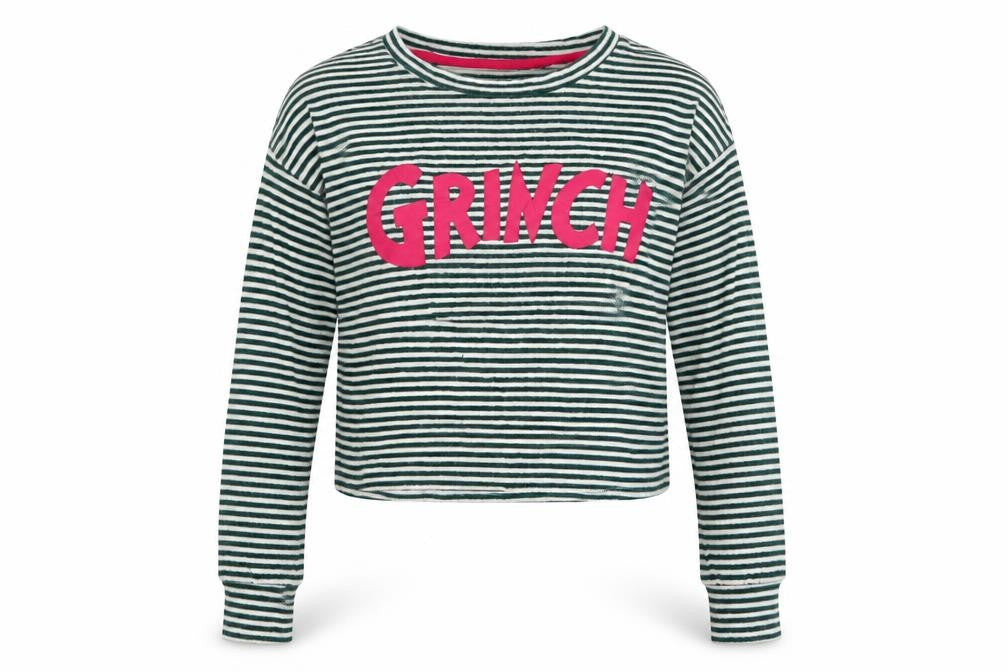 Grinch Womens Green Striped Viscose Top Pyjama Top Size S