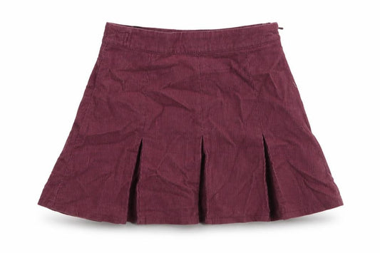 Front view of Next girls’ purple cotton a-line skirt, size 4, years regular zip