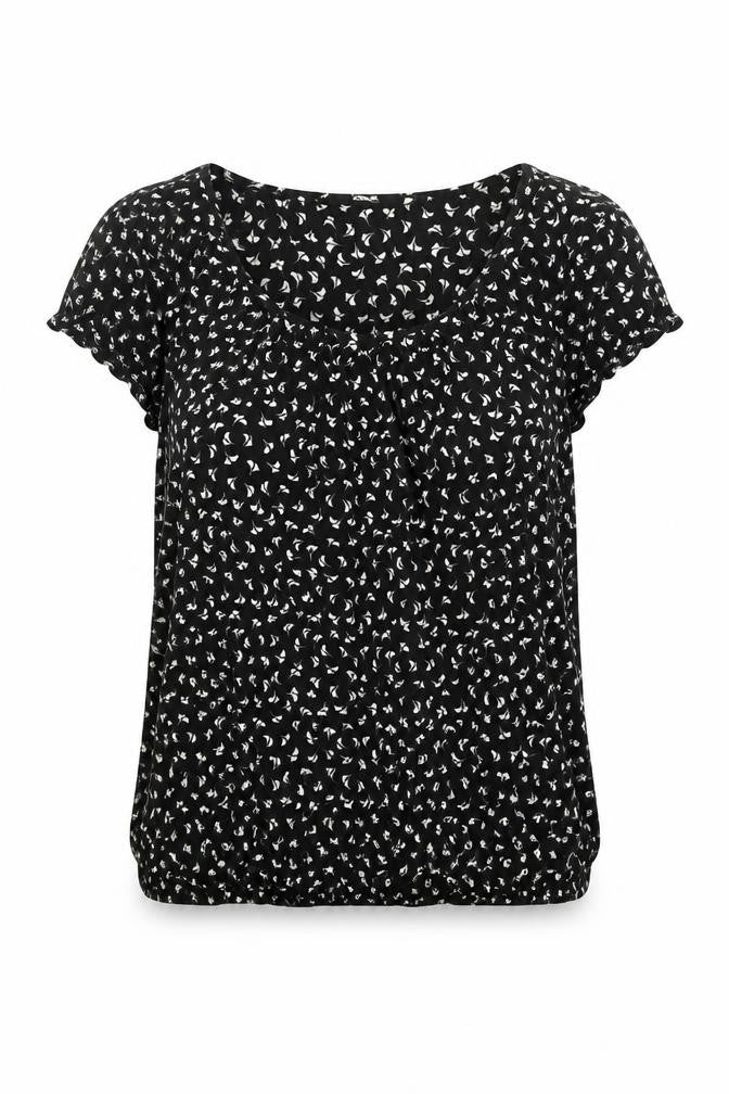 Front view of George women’s multicoloured floral viscose basic blouse, size UK 10, boat neck