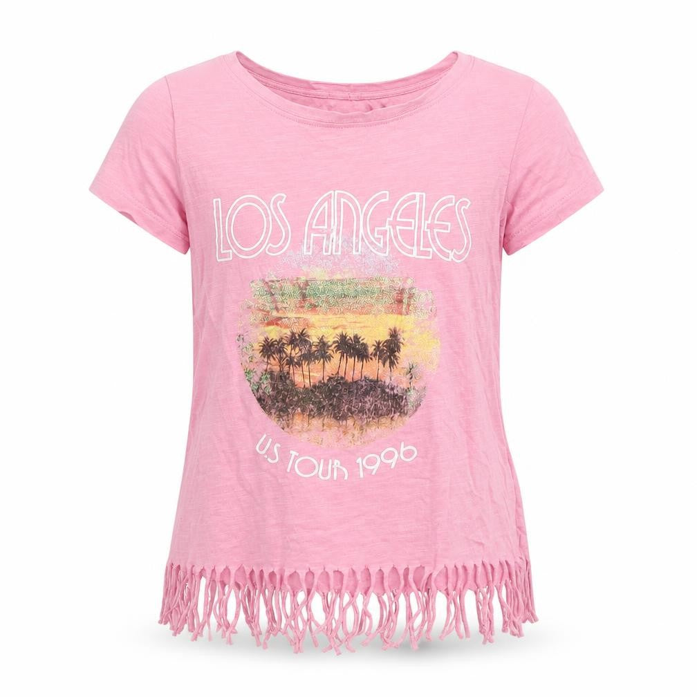 NEXT Girls Pink  Cotton Basic T-Shirt Size 9 Years Round Neck Pullover - Los Angeles