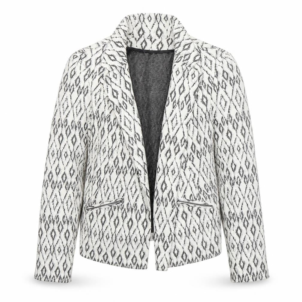 Front view of Soon women’s multicoloured argyle/diamond cotton jacket blazer, size UK 12