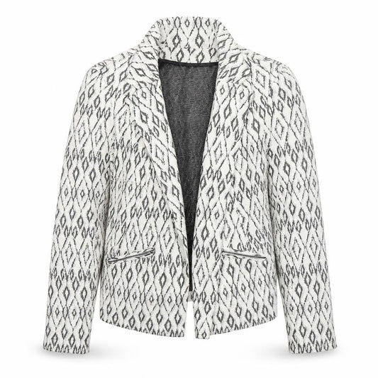 Front view of Soon women’s multicoloured argyle/diamond cotton jacket blazer, size UK 12