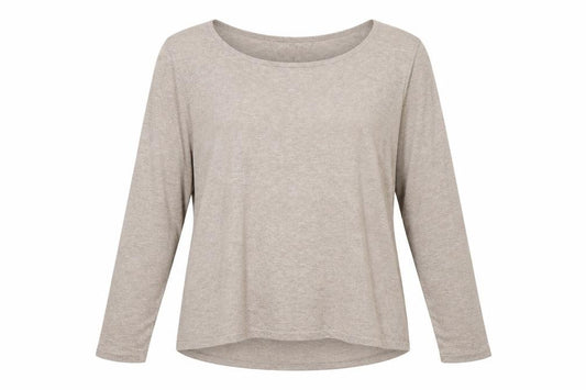 Front view of Milano women’s beige round neck polyester jumper, size M