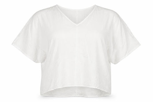 Front view of SHEIN women’s white polyester basic blouse, size XL, v-neck